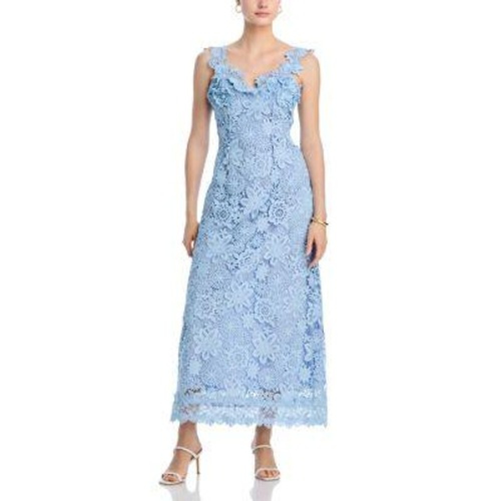 WAIMARI Orchid Island Maxi Dress Women M Sky Blue Floral Lace Coquette $535 NWT